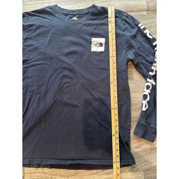 The North Face Men's XL Long Sleeve T-Shirt Blue Box Logo Graphic Sleeve Hit Te - Picture 3 of 5